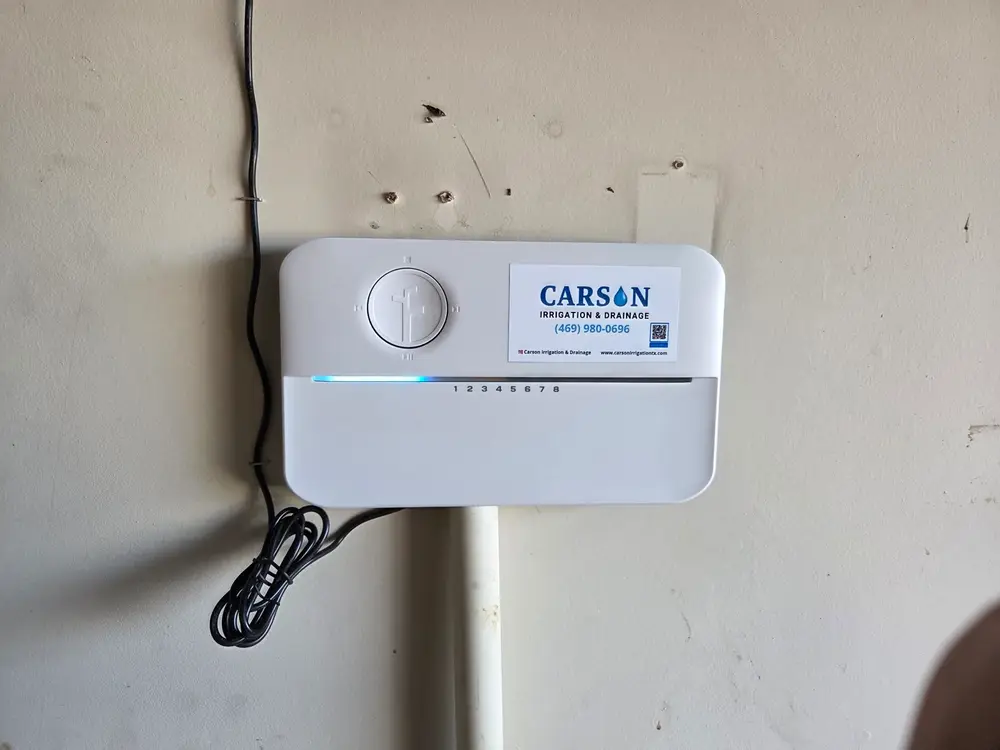 Carson Irrigation smart controller installed in garage